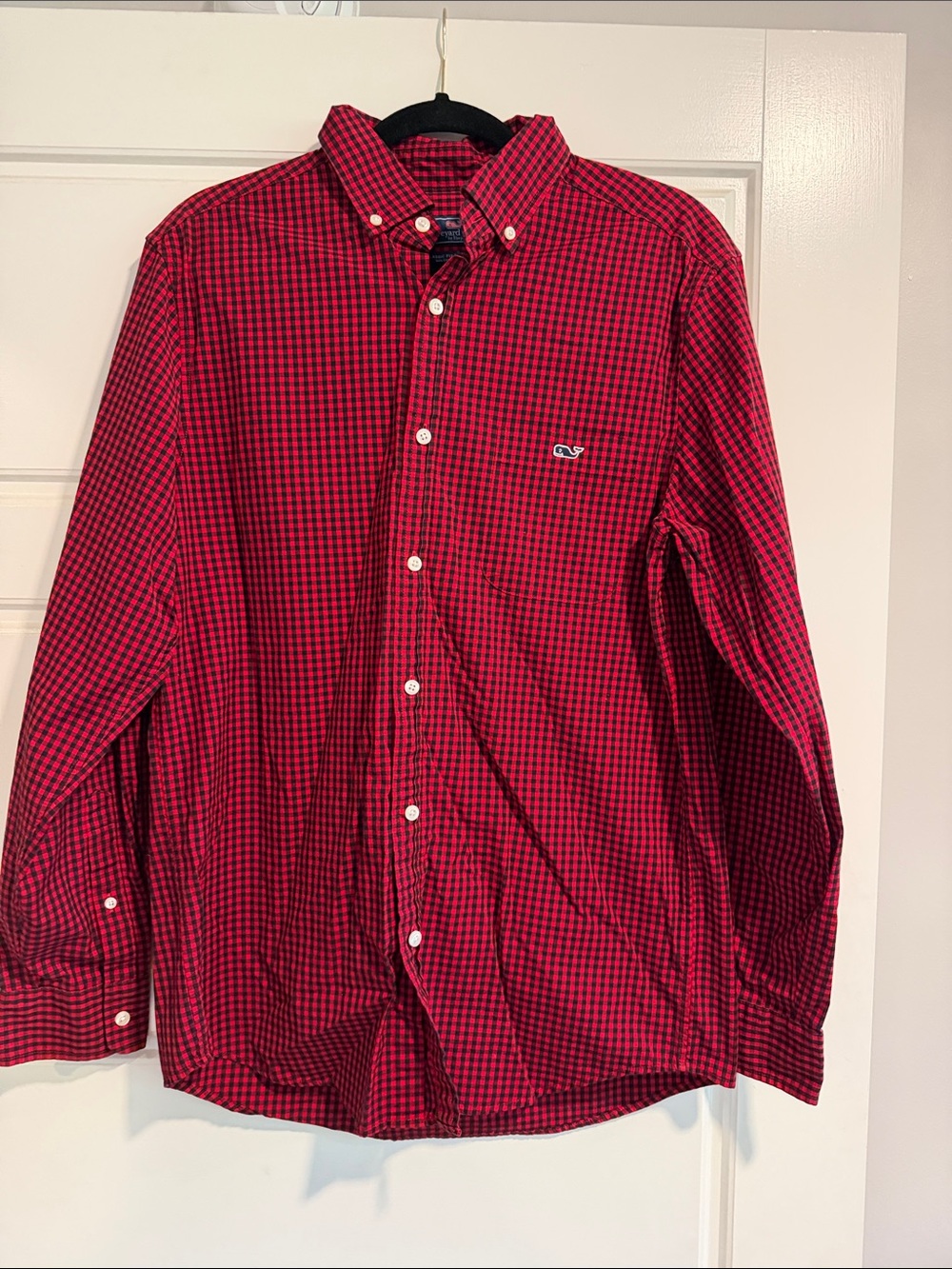 Vineyard Vines Red and Black Check Button-Down Shirt